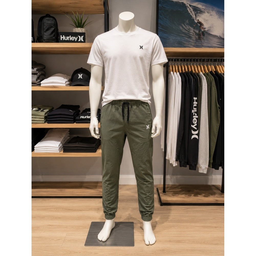 Hurley Youth L Olive Green Stretch Jogger Pants Athletic Streetwear